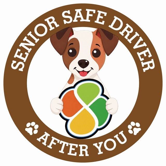 カーサイン 高齢者マーク SENIOR SAFE DRIVER ジャックラッセルテリア ステッカー シール 直径13cm 肉球 日本製 車