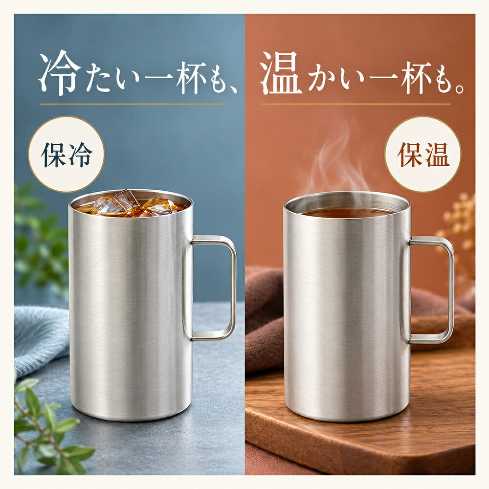 真空断熱 ジョッキ ステンレス 600ml ビールジョッキ 長時間 保冷 保温 ハイボール 日本酒 お酒 グラス コップ タンブラー ギフト プレゼント 父の日 敬老の日 男性 キャンプ アウトドア