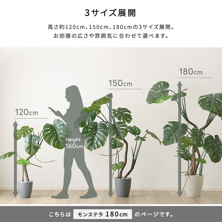 お手入れ簡単 フェイクグリーン モンステラ Lサイズ(180cm)
