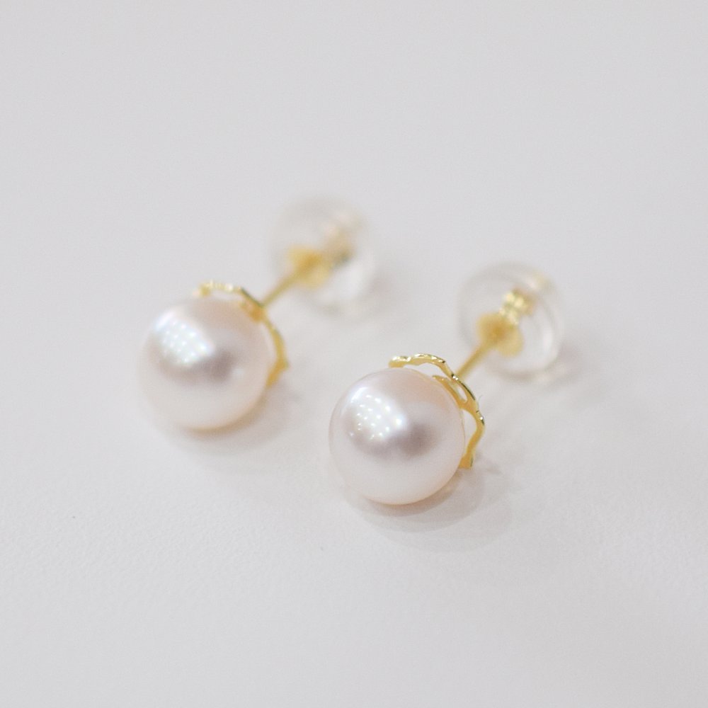 ［pearl621］6mm - 6.5mm ホワイトピンク 薔薇 ピアス あこや真珠