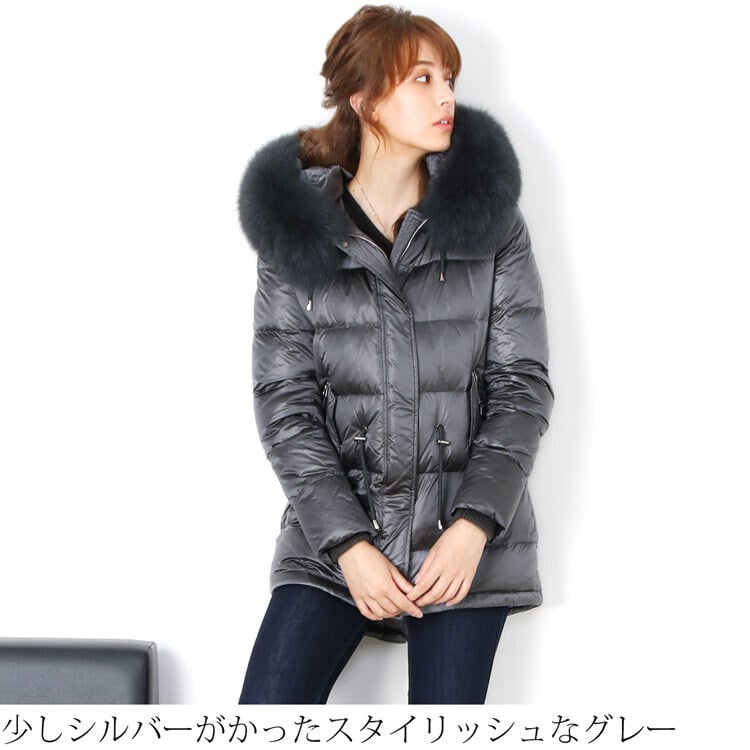 暖かい きれいめ ダウンコート レディース フード付き フォックス ファー トリミング ダウン90％ きれいめ ダウン コート ジャケット アウター 冬 大きいサイズ 30代 40代 50代 ギフト プレゼント 6F (08000168r)