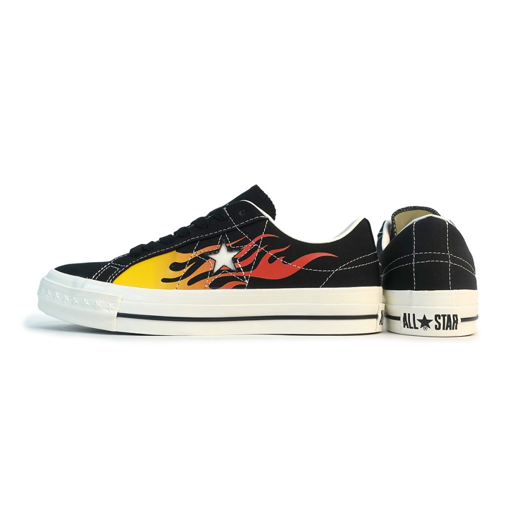 コンバース CONVERSE スニーカー メンズ レディース ローカット キャンバス ワンスター AGED IGNT ブラック/レッドフレイム ONE STAR AGED CANVAS IGNT