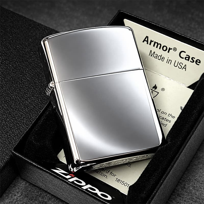ZIPPO アーマー ジッポ ライター シルバー サイドロゴ入り 鏡面 ミラー仕上げ 金タンク ギフト かっこいい シンプル おしゃれ メンズ プレゼント