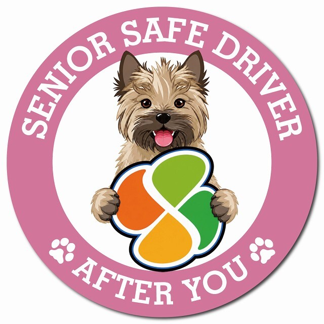 カーサイン 高齢者マーク SENIOR SAFE DRIVER ケアーンテリア マグネット 強力 直径13cm 肉球 日本製 車 ステッカー