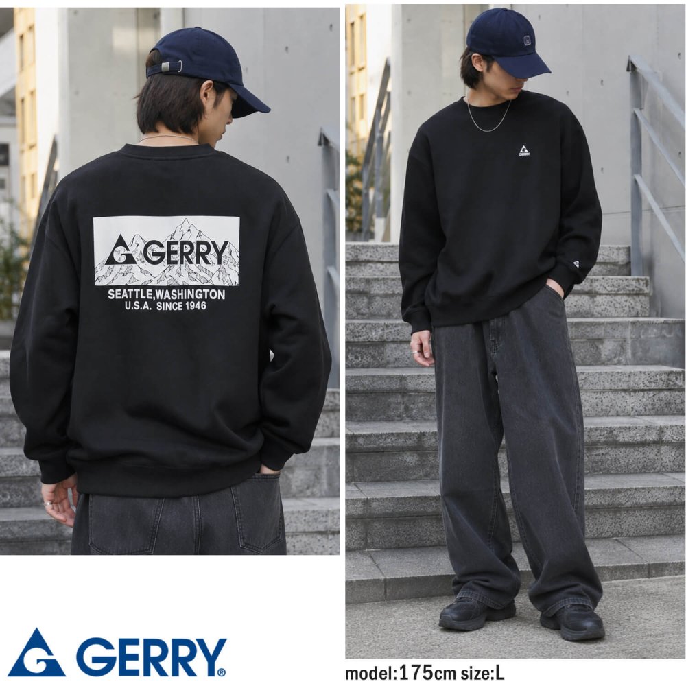 【予約】GERRY ジェリー スウェット トレーナー メンズ レディース gea-m0032 裏起毛 バックプリント 長袖 刺繍 クルーネック 防寒 ビッグシルエット オーバーサイズ アメカジ アウトドア ストリート カジュアル M L LL 2026FW Karlas 別注