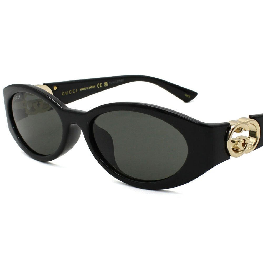 グッチ GUCCI サングラス アジアンフィット アイウェア UVカット オーバル GG1662SA-001 メンズ レディース ユニセックス ブラック+グレー 国内正規品