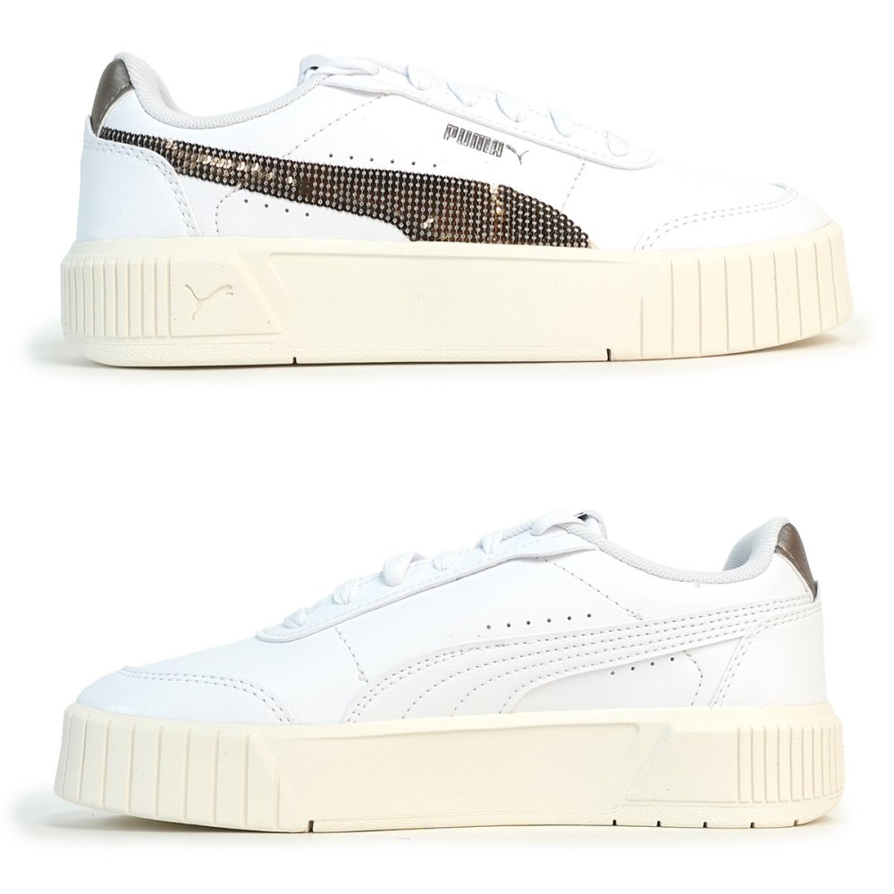 プーマ PUMA スニーカー レディース 厚底 ウィメンズ キャリーナ ミア シークイン 408859_01 プーマホワイト/ブロンズ