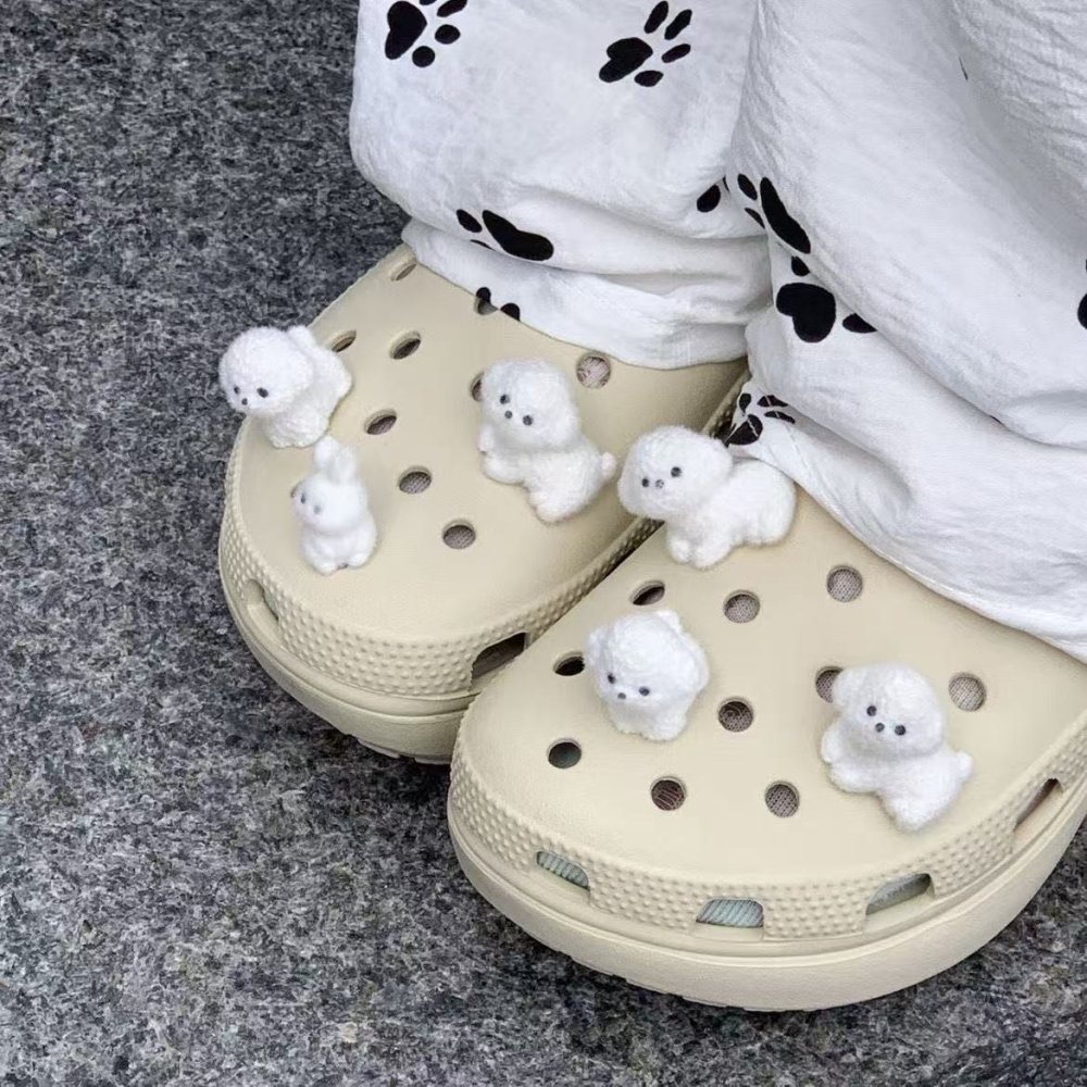 シューズチャーム 6個セット ふわふわ 動物 アニマル シューズアクセサリー かわいい 靴飾り サンダル デコ パーツ レディース キッズ 子供 女の子 プレゼント
