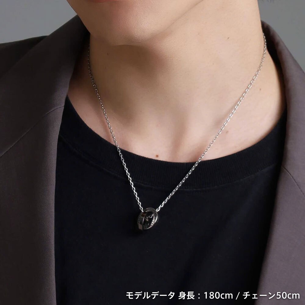 ライオンハート LH-1 ワイド タテガミ ダブルリング ネックレス サージカルステンレス316L シルバー×ライトブラック 金属アレルギー対応 メンズ ブランド