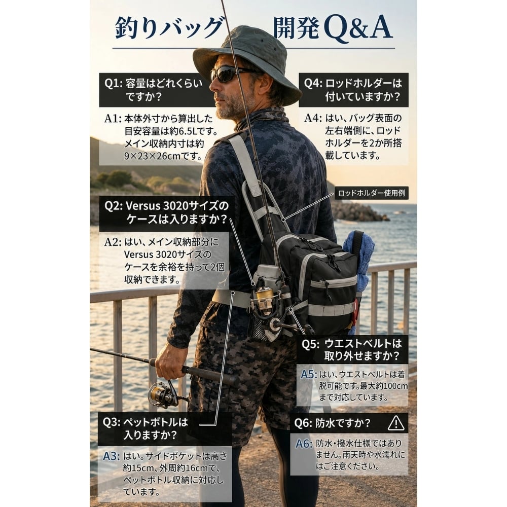 【ラッピング無料・レビュー投稿で保証120日】釣り用品 Gran Walker グランウォーカー ワンショルダー タックルバッグ 約6.5L ロッドホルダー ウエストベルト付き 釣り バッグ ギフト アウトドア用 キャンプ 