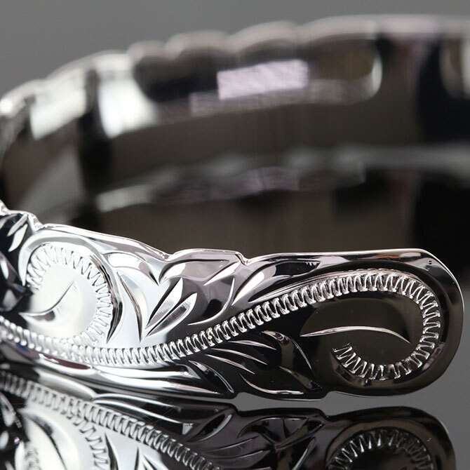 ハワイアンジュエリー バングル ハワイアンジュエリー ブレスレット 幅12mm 刻印 無料 サイズが選べる オープンバングル カットアウト スクロール シルバー925 太め メンズ レディース 誕生日 プレゼント ハロウィン 【品番：B5003-12】