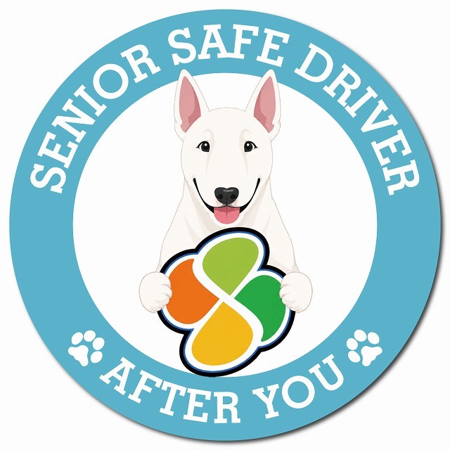 カーサイン 高齢者マーク SENIOR SAFE DRIVER ブルテリア マグネット 強力 直径13cm 肉球 日本製 車 ステッカー