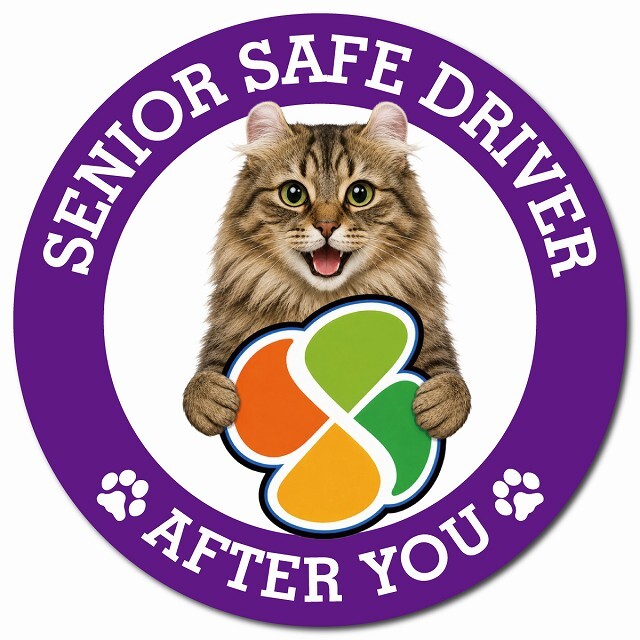 カーサイン 高齢者マーク SENIOR SAFE DRIVER アメリカンカール マグネット 強力 直径13cm 肉球 日本製 車 ステッカー