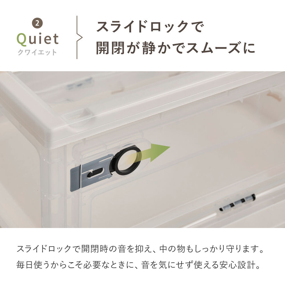 ベッド 寝具 【2個セット】収納ボックス 折りたたみ 収納ケース 収納BOX 収納コンテナ 積み重ね スタッキング 押し入れ収納 下収納 コンパクト フタ付き キャスター付き 3面開き セット クリア スモーク M（30L）