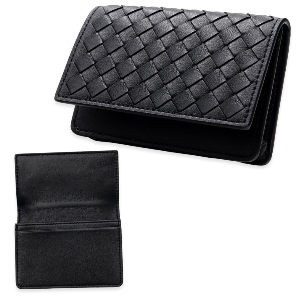 ボッテガヴェネタ 名刺入れ イントレチャート メンズ レディース カードケース BOTTEGA VENETA ブラック 黒 本革 ラムレザー 羊革 ビジネス 名刺ケース カードホルダー 174646 V3UN1 1275