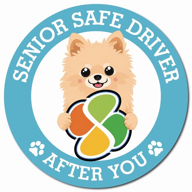 カーサイン 高齢者マーク SENIOR SAFE DRIVER ポメチワ マグネット 強力 直径13cm 肉球 日本製 車 ステッカー