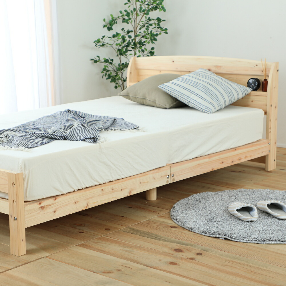 ベッド 寝具 すのこ 日本製 天然 ひのき 繊細すのこ 宮付きタイプ 組立式 シングル セミダブル ダブル S SD D 国産 高さ調整 コンセント 防ダニ 抗菌 防虫 防カビ 効果 湿気 シンプル 布団 リラックス効果 フレーム マットレス付き