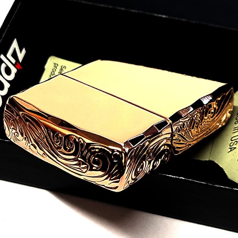 ZIPPO ライター アーマー ピンクゴールド 三面彫刻 ストリームエングレーブ ジッポ アラベスク 鏡面仕上げ 両面加工 シャインレイカット 重厚 メンズ レディース おしゃれ 高級 ギフト プレゼント