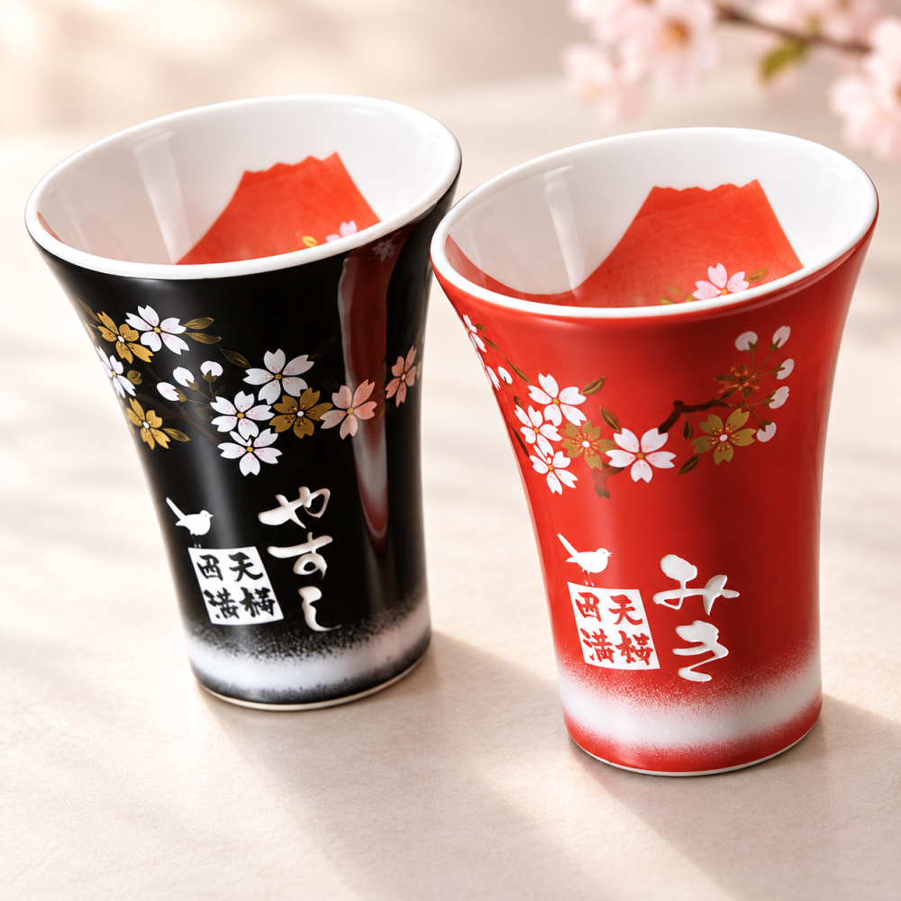 卒業 退職 【名入れギフト 陶器】有田焼　赤富士　フリーカップ