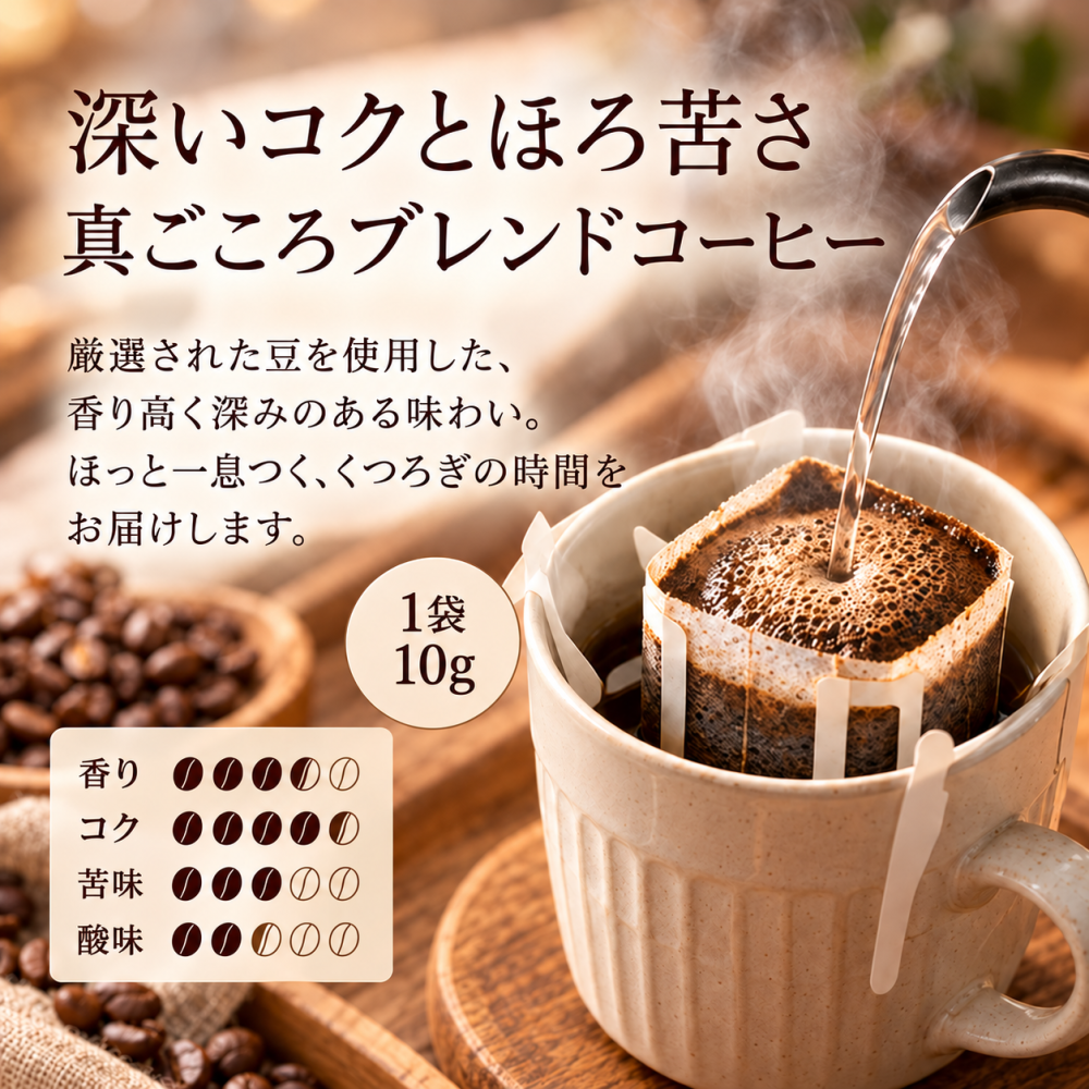 選べる熨斗付き｜ありがとうを届ける コーヒー＆ビスケットギフト｜真ごころドリップコーヒー3袋・カラメルビスケット3枚