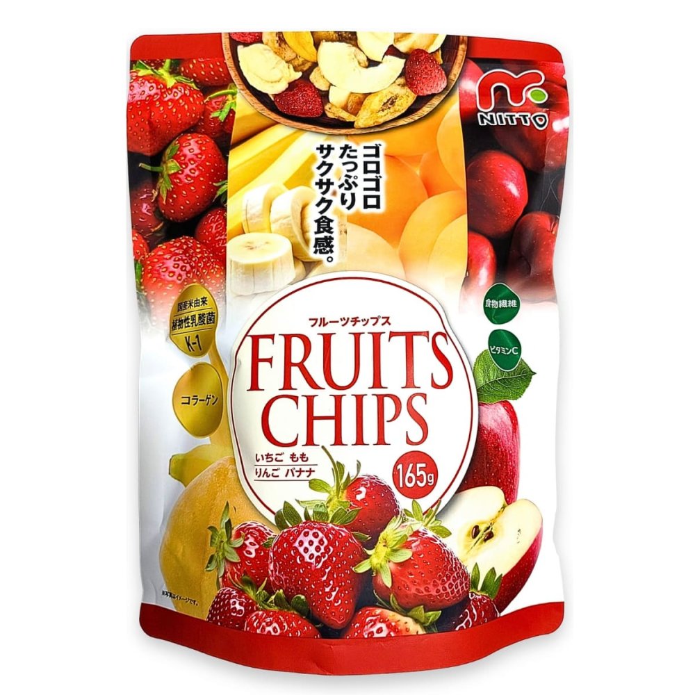 　日東フーズアライアンス フルーツチップス 165g(いちご、黄桃、りんご、バナナ) チャック付き おやつ トッピング 植物性乳酸菌K-1配合 #76478 )