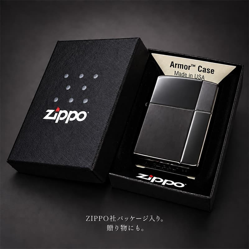 ZIPPO アーマー ジッポ ライター サテン＆ミラー スタンダード 彫刻 両面加工 ブラック かっこいい ギフト 重厚 動画有り シンプル おしゃれ 高級 メンズ プレゼント