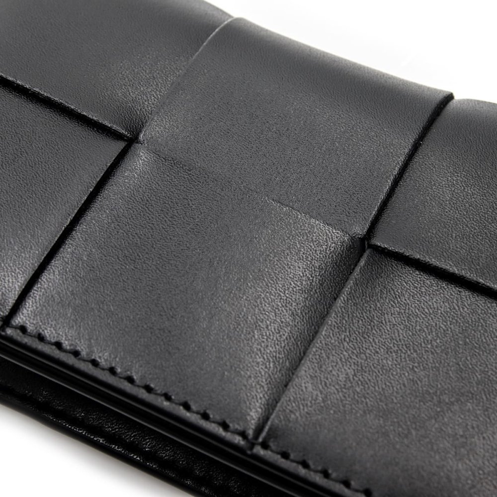 ボッテガヴェネタ BOTTEGA VENETA カードケース 名刺入れ メンズ レディース マキシイントレチャート 本革 レザー ブラック 黒 スナップボタン ビジネスカードケース 679849 V47V2 8803