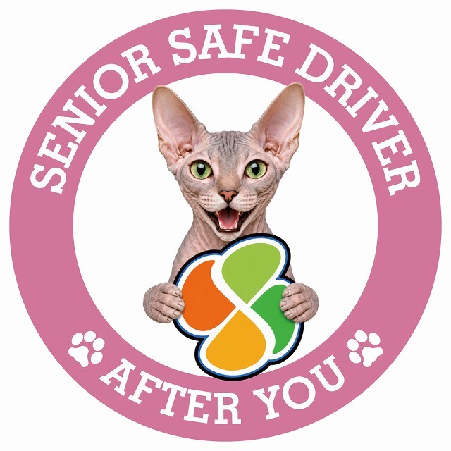 カーサイン 高齢者マーク SENIOR SAFE DRIVER ドンスコイ ステッカー シール 直径13cm 肉球 日本製 車