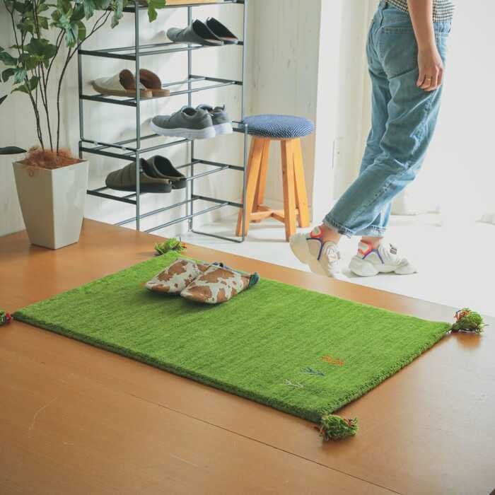 ラグ カーペット マット 玄関 玄関マット おしゃれ 40x60cm シンプルギャッベマット HOT対応 アヤカ 北欧 モダン シンプル デザイン かわいい かっこいい ギャッベ インド製 ホット 床暖 OK 送料無料 手織り 肌触り