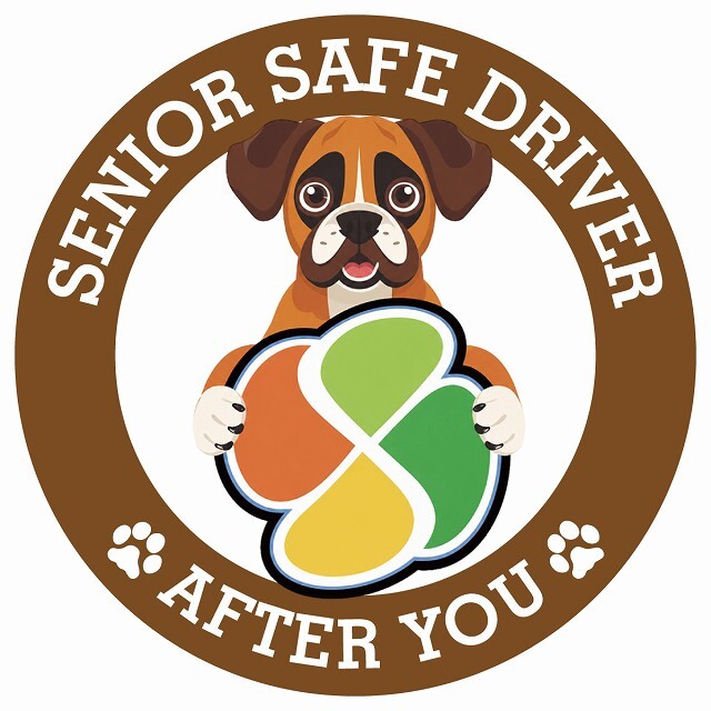 カーサイン 高齢者マーク SENIOR SAFE DRIVER ボクサー ステッカー シール 直径13cm 肉球 日本製 車
