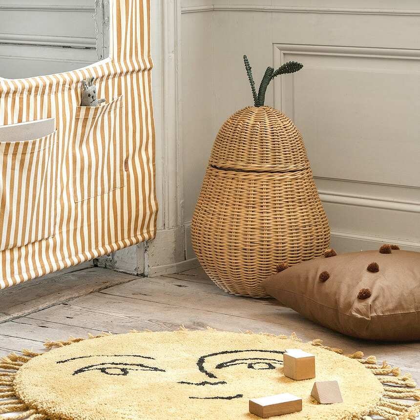 ferm LIVING ファームリビング Pear Braided Storage 洋ナシのカゴ Lサイズ おしゃれディスプレイ 北欧 雑貨 インテリア バスケット ラタン カゴ 飾り 収納 玄関 リビング プレゼント ギフト おすすめ