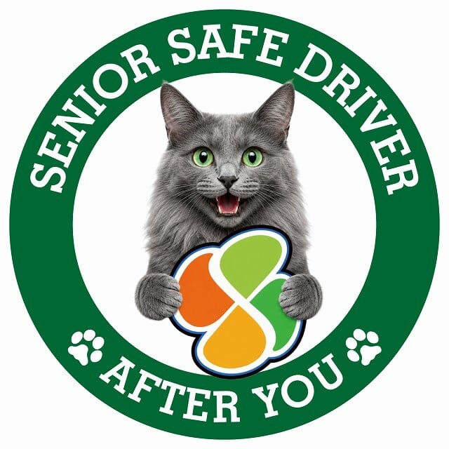 カーサイン 高齢者マーク SENIOR SAFE DRIVER ネベロング ステッカー シール 直径13cm 肉球 日本製 車