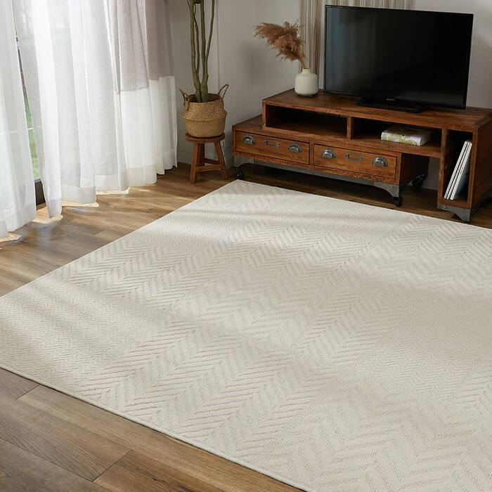 ラグ カーペット トラム アイボリー ベージュ 130×190 綿混 コットン 洗濯機OK HOT対応 床暖房対応 防ダニ抗菌 防臭 リビング グ HOT対応・床暖房対応 防ダニ