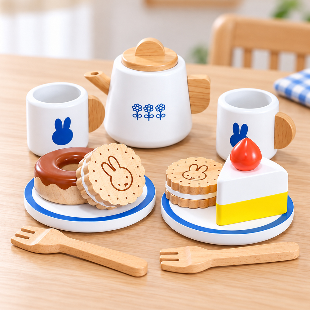 【誕生日祝い 名入れ】ミッフィー ティーセット【メッセージカード無料】名入れ 名前入り ミッフィー mifffy 木のおもちゃ 知育玩具 積み木 音遊び 新生児 ギフト １歳 ２歳 クリスマス おままごと キッチン ごっこ遊び プレゼント プレゼント ギフト 贈り物