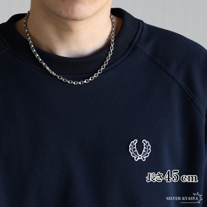 シルバー925 梵字 六字真言 ペーパーチェーン 幅5mm シルバー ネックレスチェーン 重厚 二重ロック シルバーネックレス メンズ 男性 金属アレルギー対応