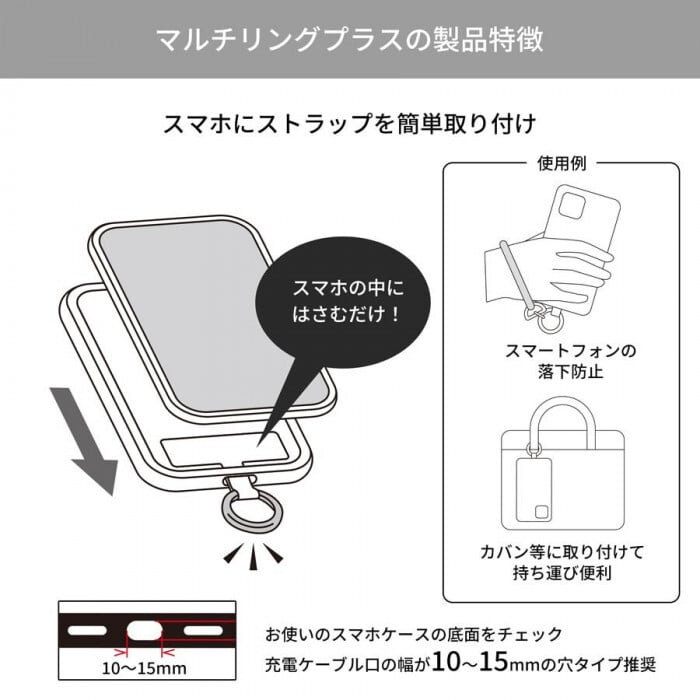 ちいかわ マルチリングプラス モモンガ スマホ リング ストラップ シリコン ブレスレット 落下防止 カラビナ アクセサリー キャラクター グッズ CK-109D