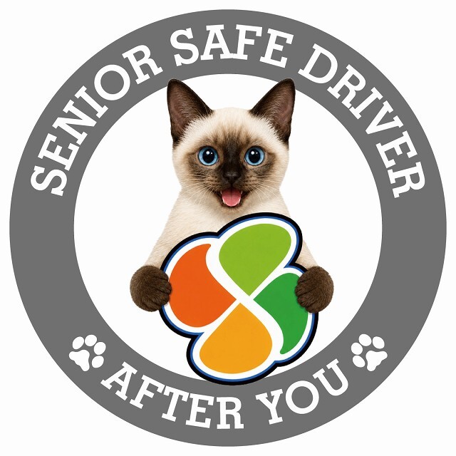 カーサイン 高齢者マーク SENIOR SAFE DRIVER スキフトイボブテイル ステッカー シール 直径13cm 肉球 日本製 車