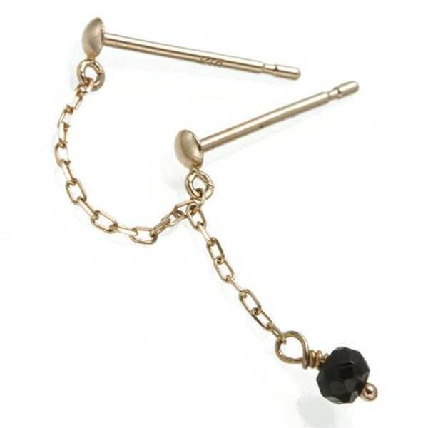 ピアス レディース K10PG ピンクゴールド ブラックスピネル ツインピアス 2連 揺れる 天然石 誕生石 シンプル アクセサリー ジュエリー 上品 おしゃれ ギフト プレゼント