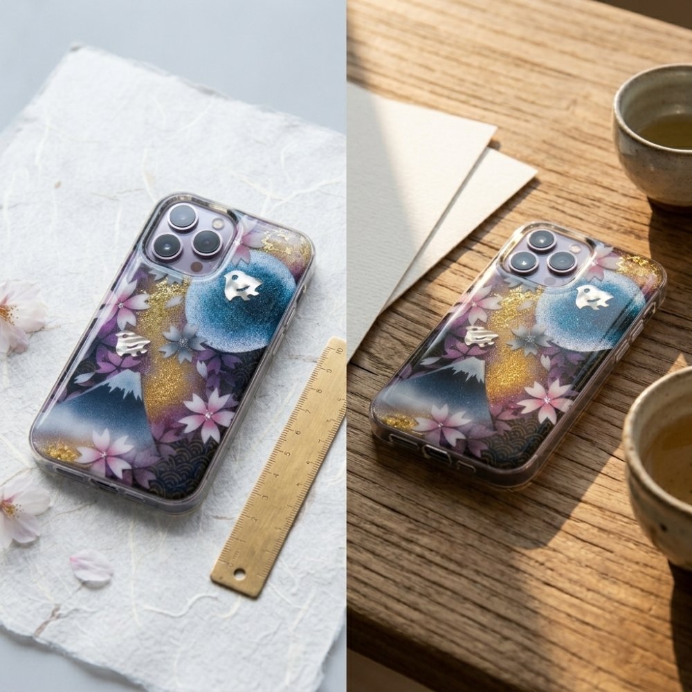【全機種対応】職人の手作り！和柄スマホケース「露」名入れ 送料無料 和柄 和風 桜 職人 伝統工芸 ハンドメイド ハードケース 手帳型 iPhone 17 Xperia AQUOS Android 各機種対応