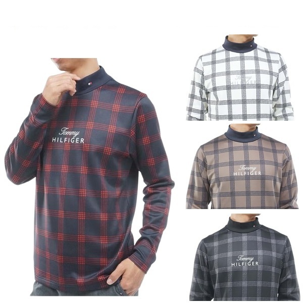 トミーヒルフィガー ゴルフ メンズ スムース裏起毛 チェック柄 長袖ハイネックシャツ TOMMY HILFIGER THMA672 2026年秋冬モデル お誕生日祝い お祝い 記念品 お父さん 父の日 彼氏 男性 30代 40代 50代 60代  還暦祝い 敬老の日 人気プレゼント プレゼント