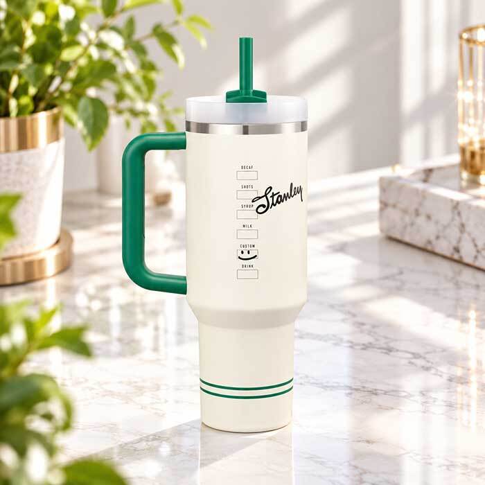 スタバ スタンレー コラボ タンブラー 1183ml ザ・クエンチャー グリーン 海外限定モデル ステンレスボトル ストロー付き 大容量 水筒 おしゃれ 保冷 アウトドア キャンプ オフィス プレゼント
