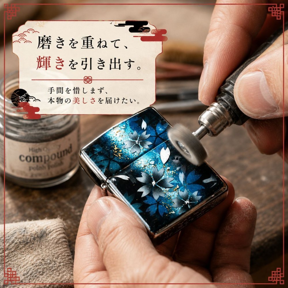 職人の手作り！和柄ペアzippo「祖」名入れ 送料無料 和風 桜 工芸 ハンドメイド ジッポ ライター 喫煙具 電子タバコ アイコス イルマ ギフト プレゼント