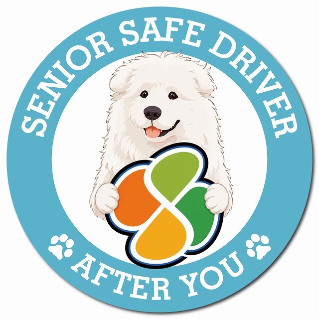 カーサイン 高齢者マーク SENIOR SAFE DRIVER マレンマシープドッグ マグネット 強力 直径13cm 肉球 日本製 車 ステッカー