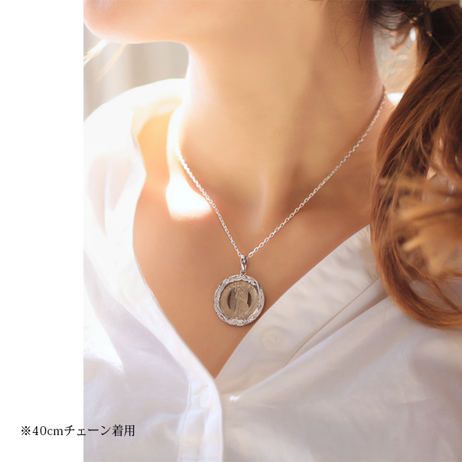 ハワイアンジュエリー ネックレス シルバー ネックレス 刻印 無料 誕生石入れ可 バストークン コイン フラダンサー ロジウムコーティング メダル シルバー925 ギフトラッピング可能 長さ選べる プレゼント ハロウィン 【品番：CG-SP302】