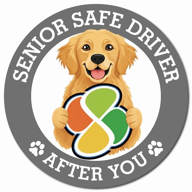 カーサイン 高齢者マーク SENIOR SAFE DRIVER ゴールデンレトリバー マグネット 強力 直径13cm 肉球 日本製 車 ステッカー