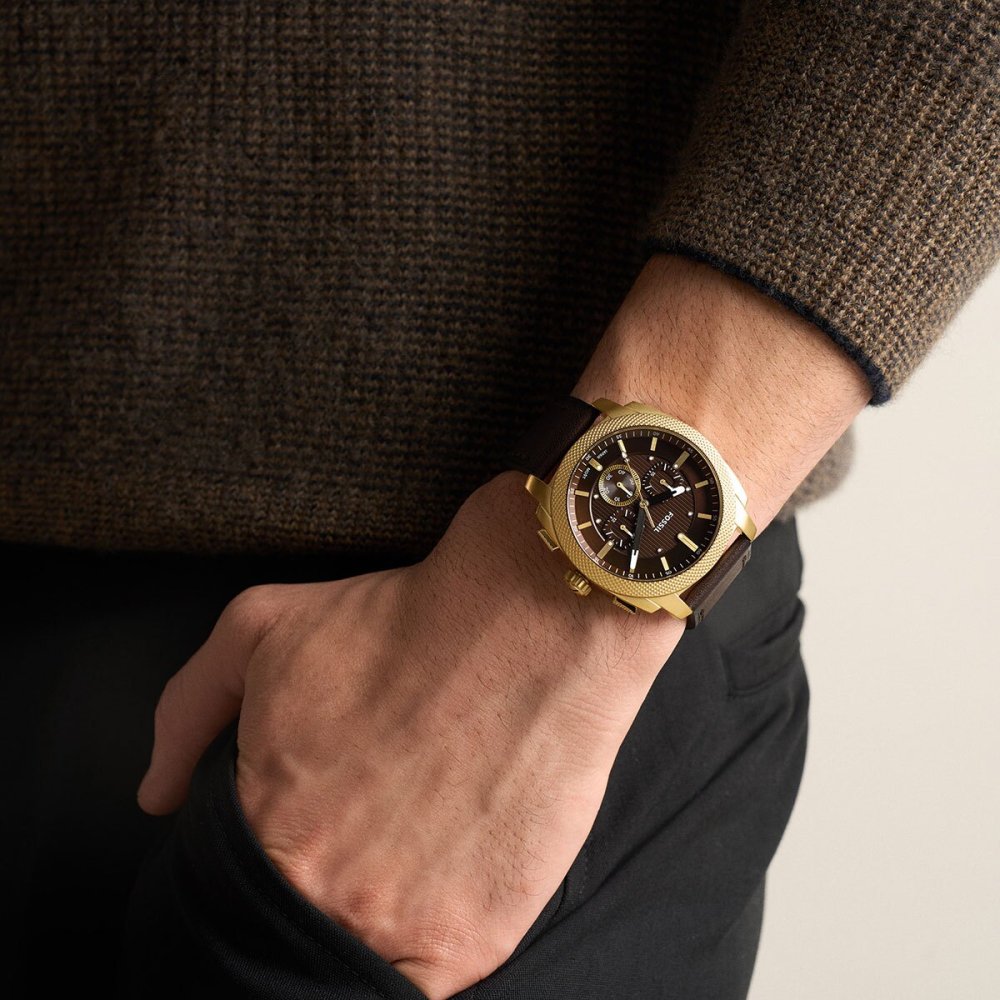 フォッシル FOSSIL 腕時計 メンズ MACHINE クロノグラフ アナログ ブラウンレザーウォッチFS6188【2026 新作】