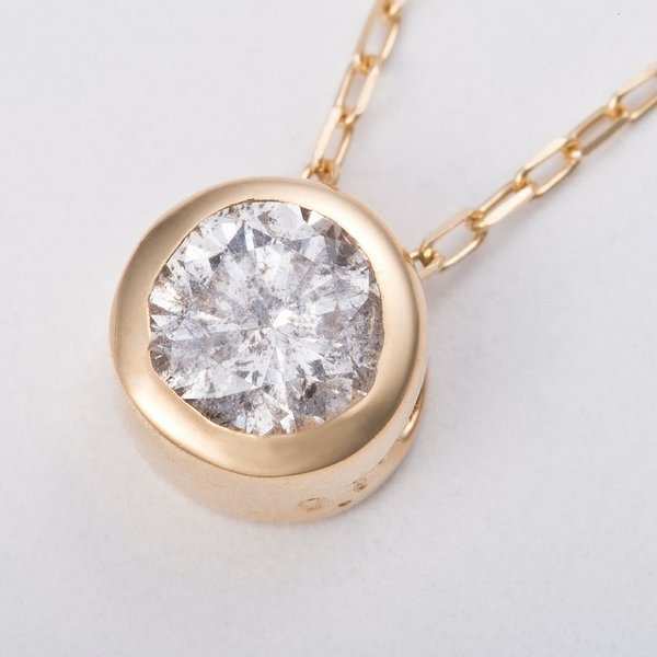 K18YG ダイヤモンド ネックレス 0.15ct フクリン留め ペンダント 18金 イエローゴールド 一粒ダイヤ シンプル 華奢 ジュエリー アクセサリー レディース ギフト