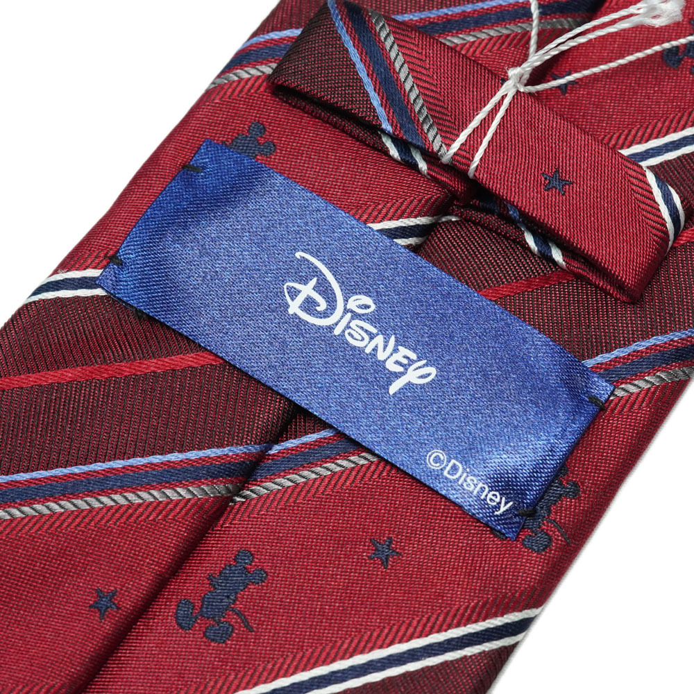 ディズニー／ネクタイ・ストライプ柄 Disney シルク100%　プレゼント ギフト フレッシャーズ  父の日　キャラクター 送料無料 DN878863赤