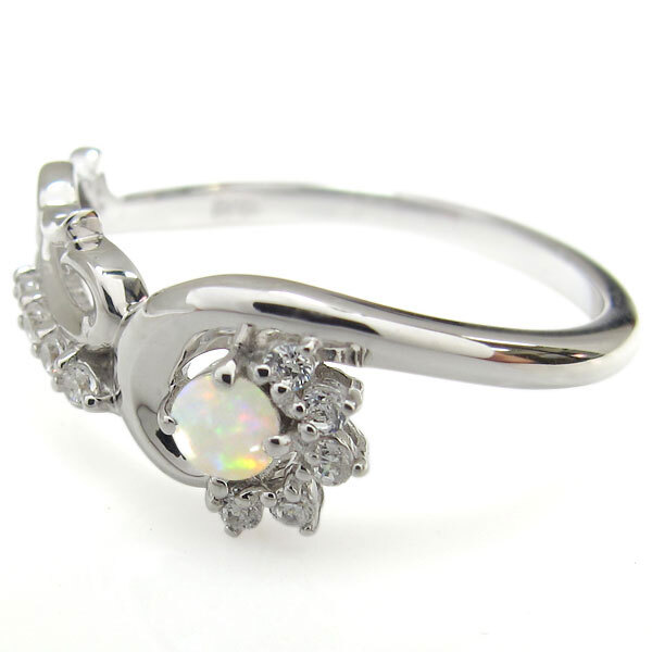 結婚10周年 ブライダルリング 唐草 指輪 オパール K10