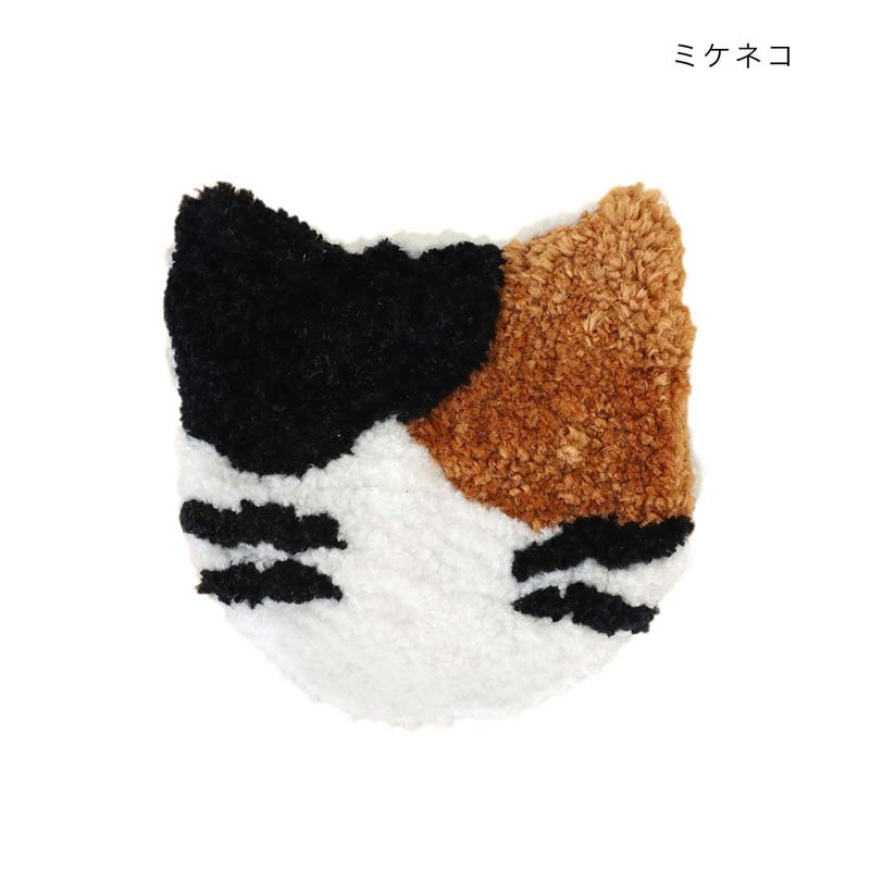 ミラー 手鏡 タフティングミラー 猫 コンパクトミラー ふわふわ もこもこ アニマル かわいい ねこ ネコ キャット 可愛い おしゃれ 鏡 アジアン雑貨 持ち運び ミケ ハチワレ 肉球 CAT 猫グッズ 15cm 贈り物 プレゼント ギフト もこもこ